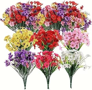 Artificial Mixed Flower Bouquet – 6 Bundles of Realistic Silk Flowers for Home
