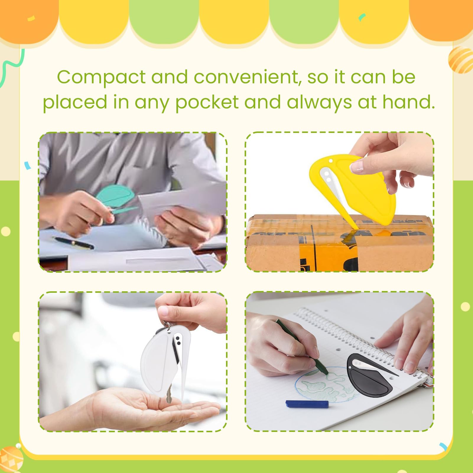 Ouvre Lettres Mini Cutter Ouvre Colis Coupe-Papier Lame Métal, 10 Pièces
