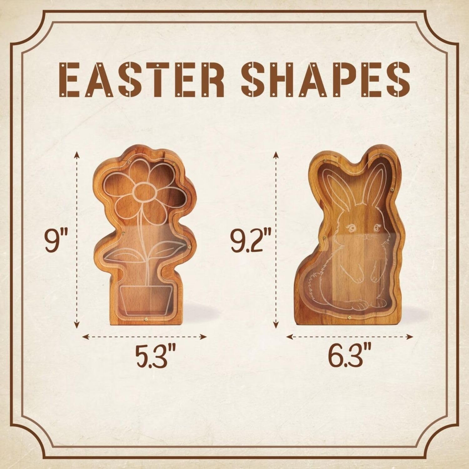 Coin Bank – Bunny – Personalized Wooden Piggy Bank with Acrylic Window – Beech Wood Coin Holder for Kids – Nursery Decor & Easter