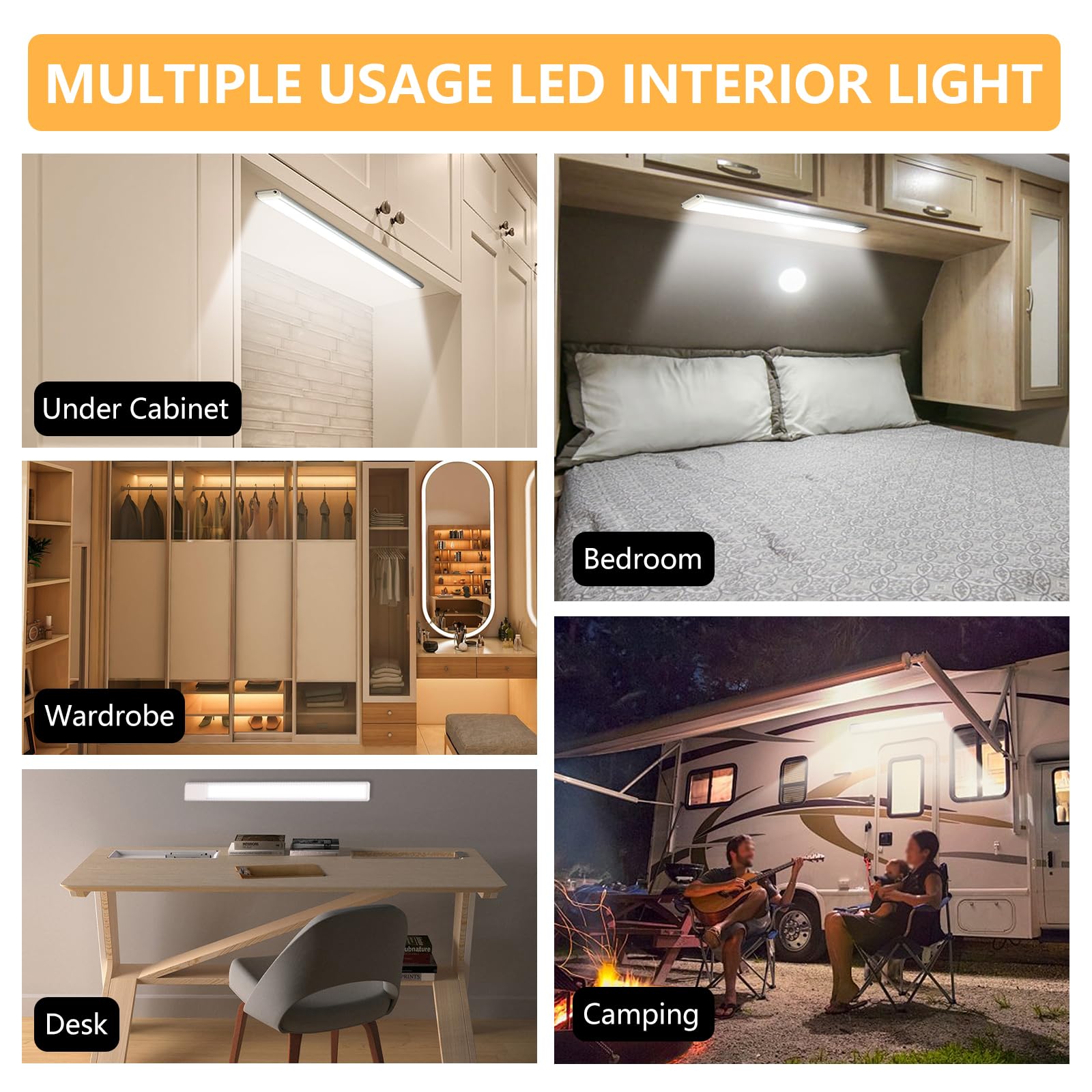 Chelhead 42 cm, 168 diod LED, 4 sztuki, 12 V, oświetlenie wnętrza samochodu, 10 W, lampy LED do kampera z 3 temperaturami barwowymi, elastyczna funkcja ściemniania, kompatybilna z samochodami