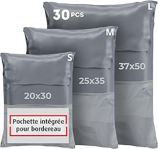 Pack de 30 Pochettes d'Envoi Colis Vinted - Enveloppes Plastique d'Expédition Résistantes, Auto-Adhésives, Opaques pour Vêtements, Chaussures, Livres - Pack de 30, Idéales pour Vinted