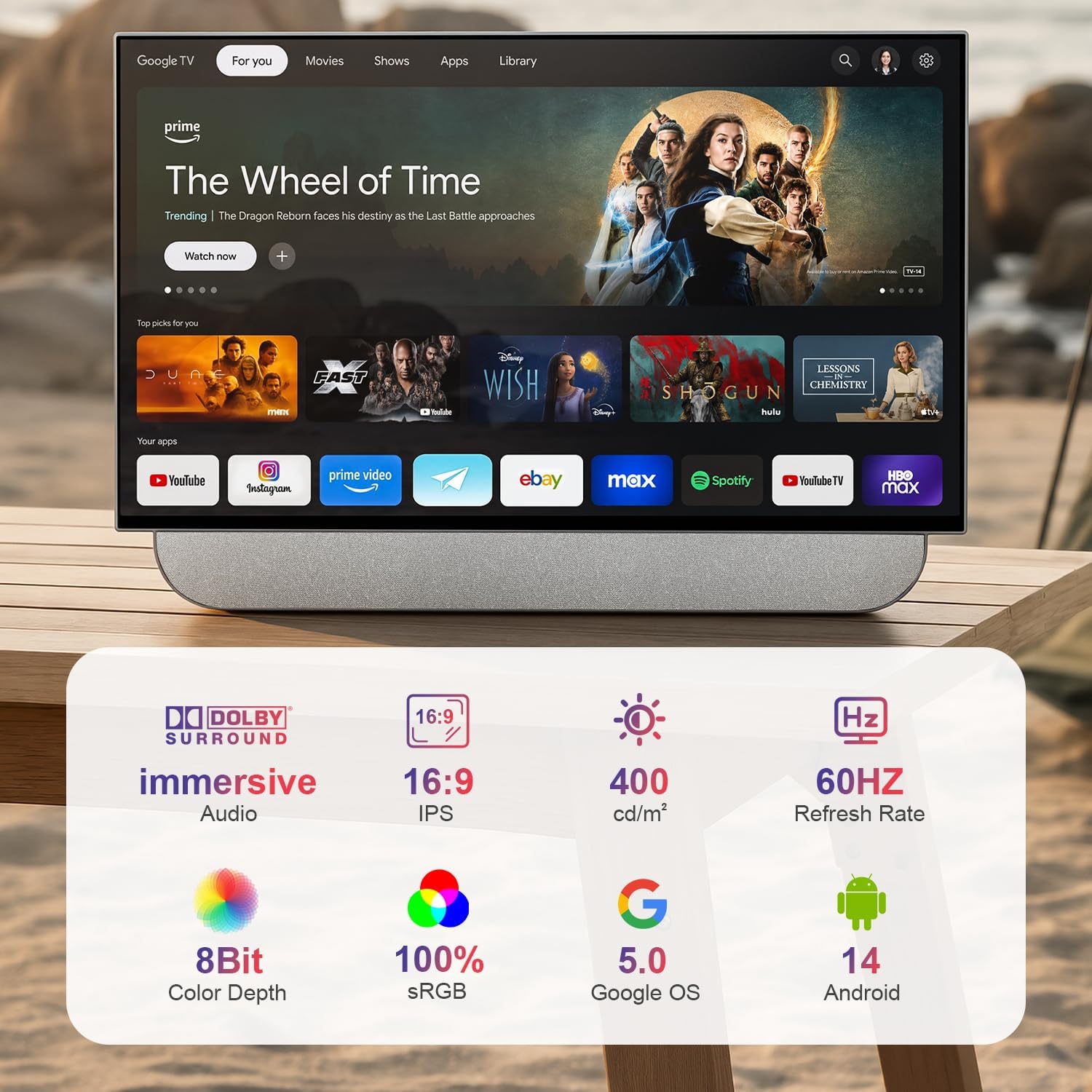 Portable Smart TV, 27 Inch 2K Smart TV,Outdoor TV,RV Trips TV