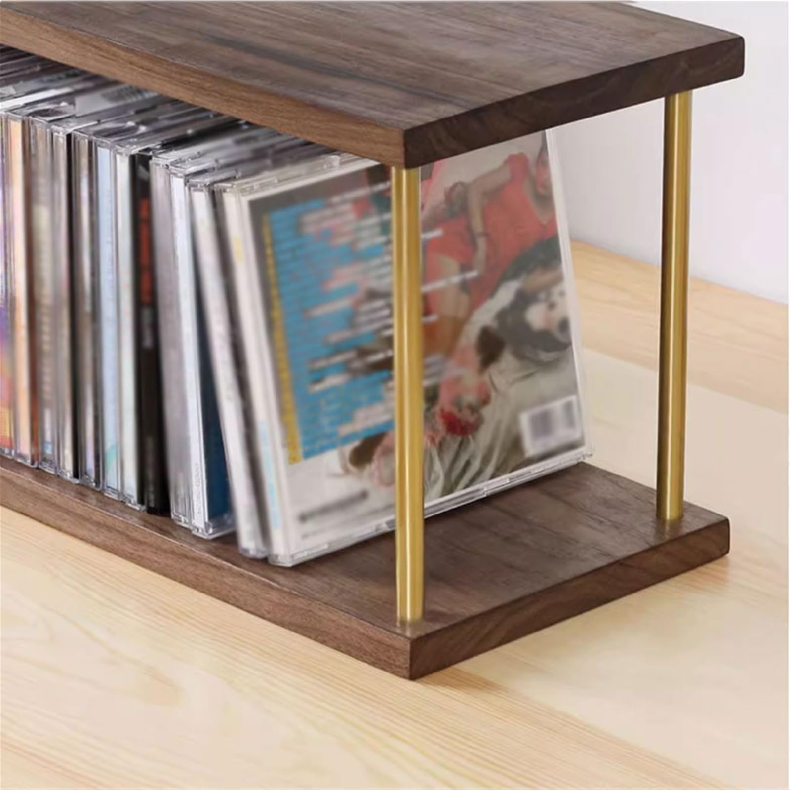 Stockage de CD Étagère de rangement intérieure en bois for CD, disques vinyles et cassettes audio Enregistrer