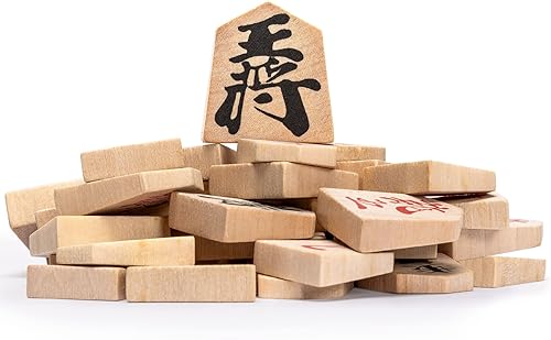 Miniatura 8 de Juego de ajedrez japonés Shogi, con tabla y cajones de madera y las tradicionales piezas Koma