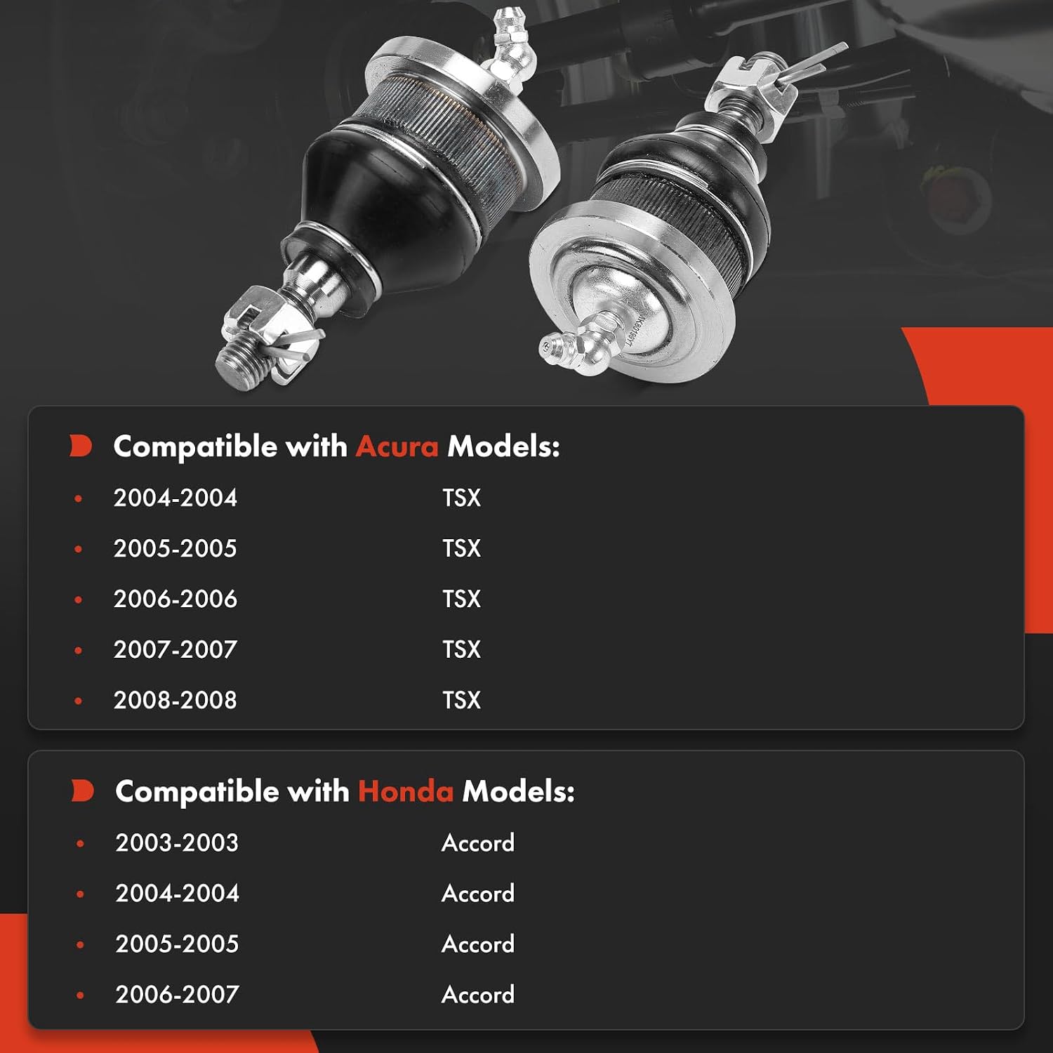 A-Premium 2 x Front Upper Ball Joints, Compatible with Honda Accord 2003-2007 & Acura TSX 2004-2008