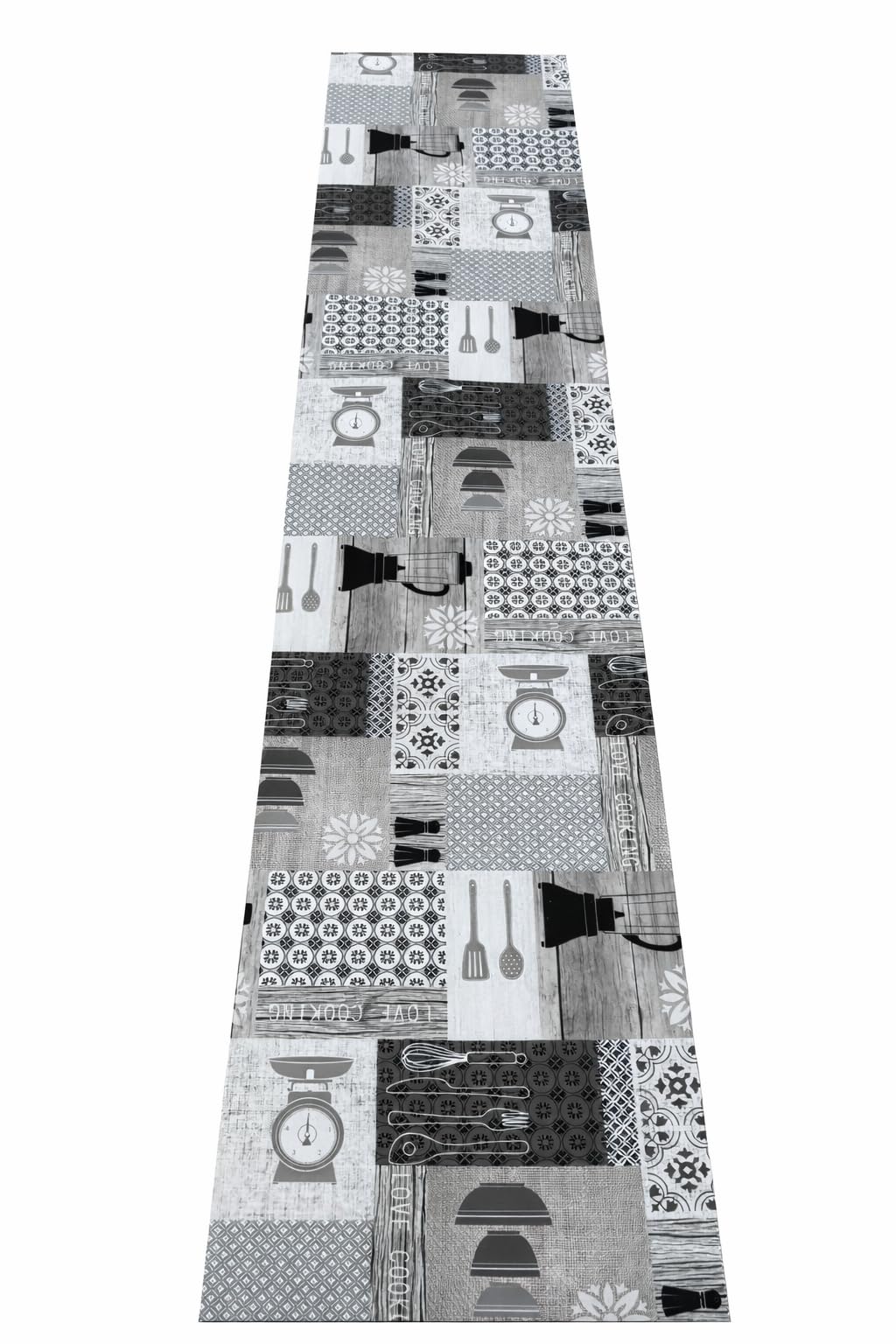 Alfombra de cocina ideal para bistro y café con diseño Kitchen gris