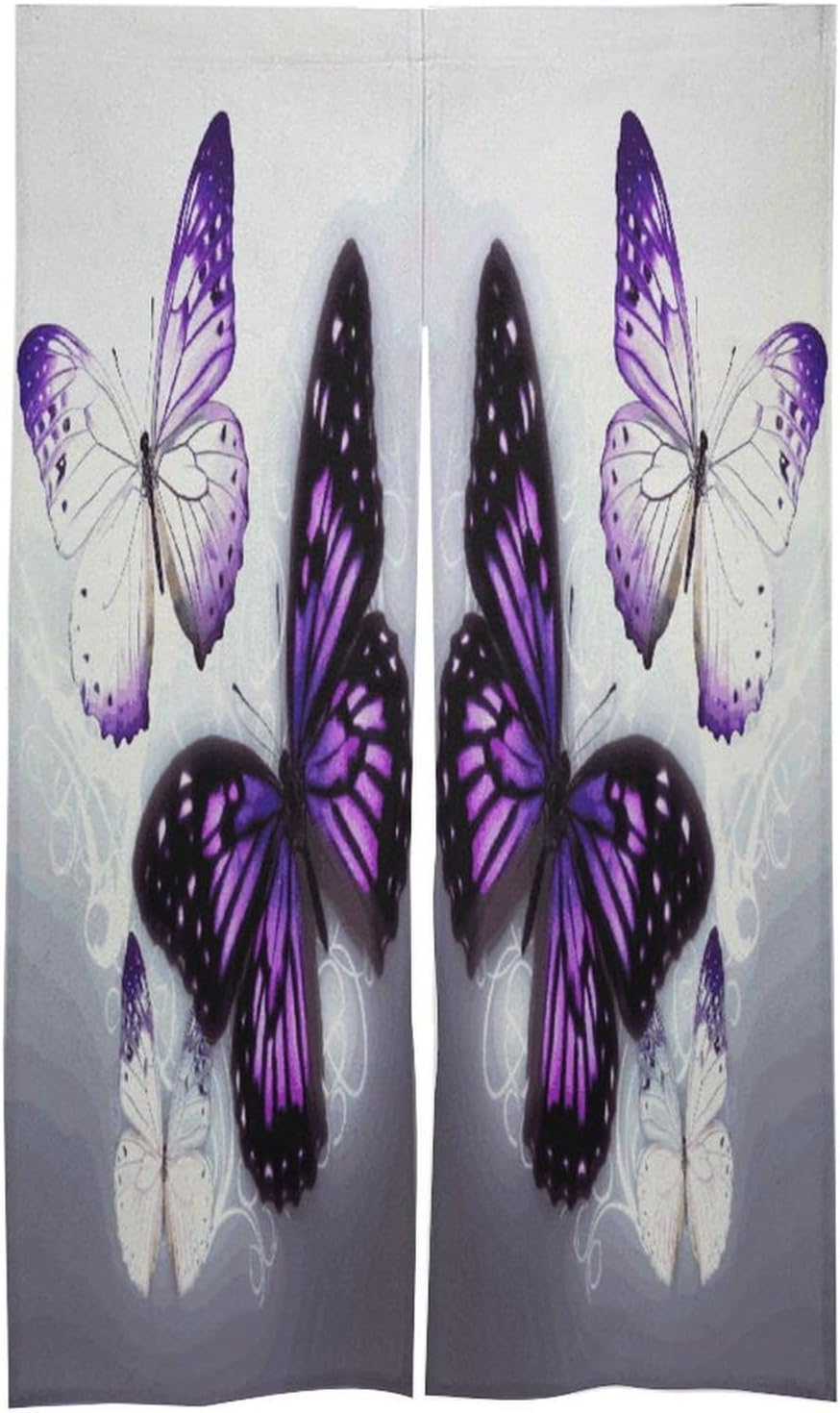 White Purple Butterflies Door Curtain Printed Doorway Noren Japanese Style Doorway Room Divider Curtains for Privacy Partition Divider Kitchen Home Decorations Wall Hanging