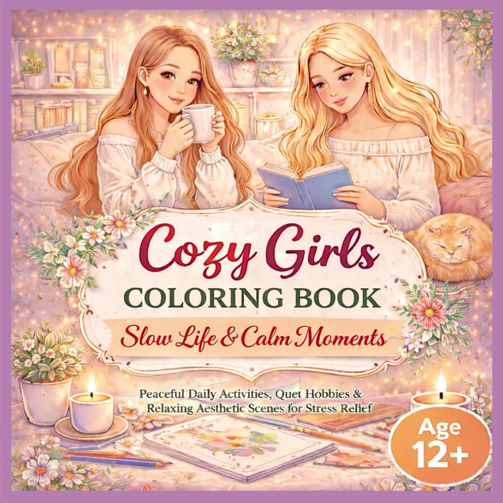 Cozy Girls Coloring Book: Slow Life & Calm Moments: Peaceful Daily Activities & Quiet Hobbies for Age 12+ | Relaxing Aesthetic Scenes, Cozy Lifestyle & Stress Relief Coloring Pages