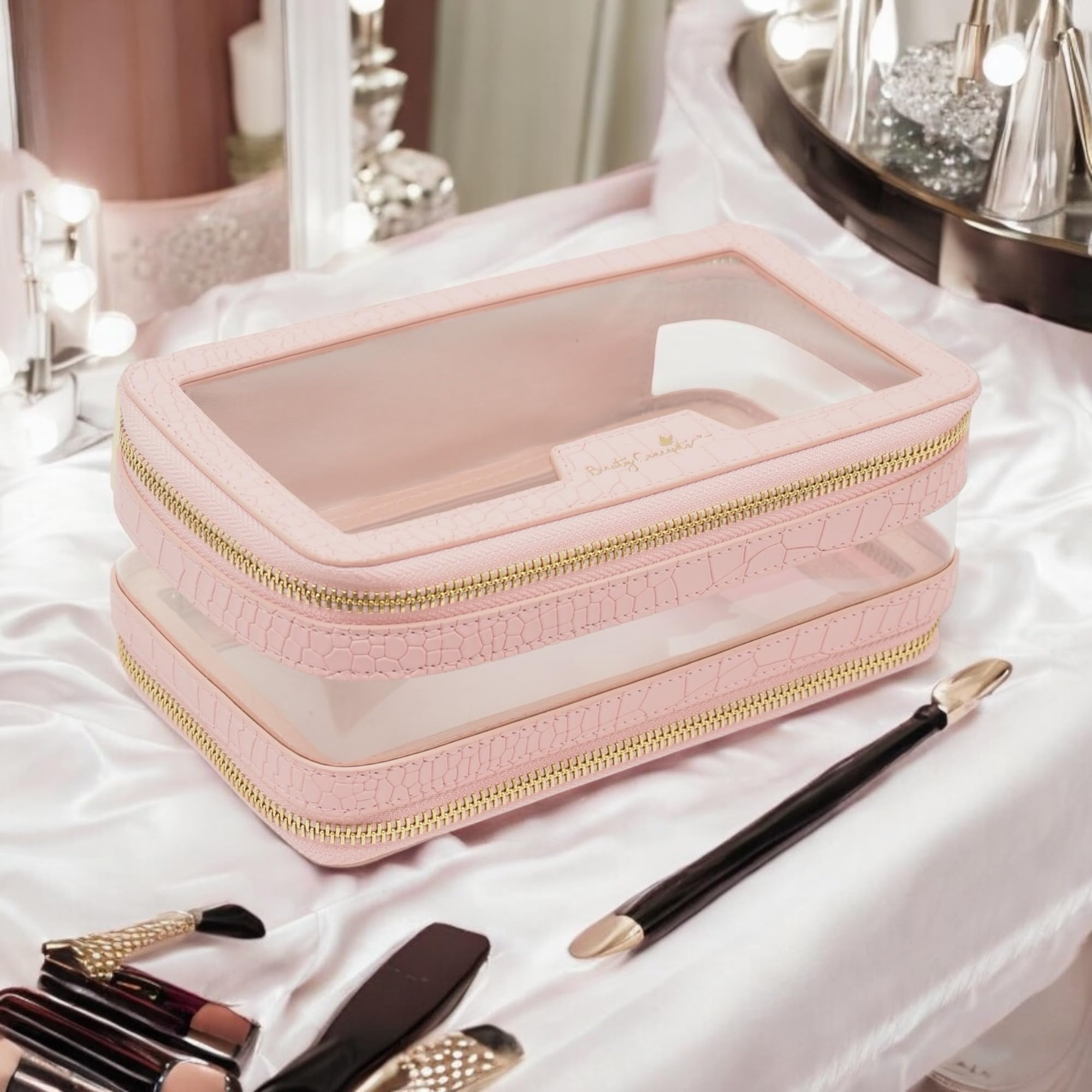 Makeup Bag Double Layer Cosmetic Bag Beauty Bag - Portable Travel Cosmetic Organizer for Beauty Essentials - Image 2