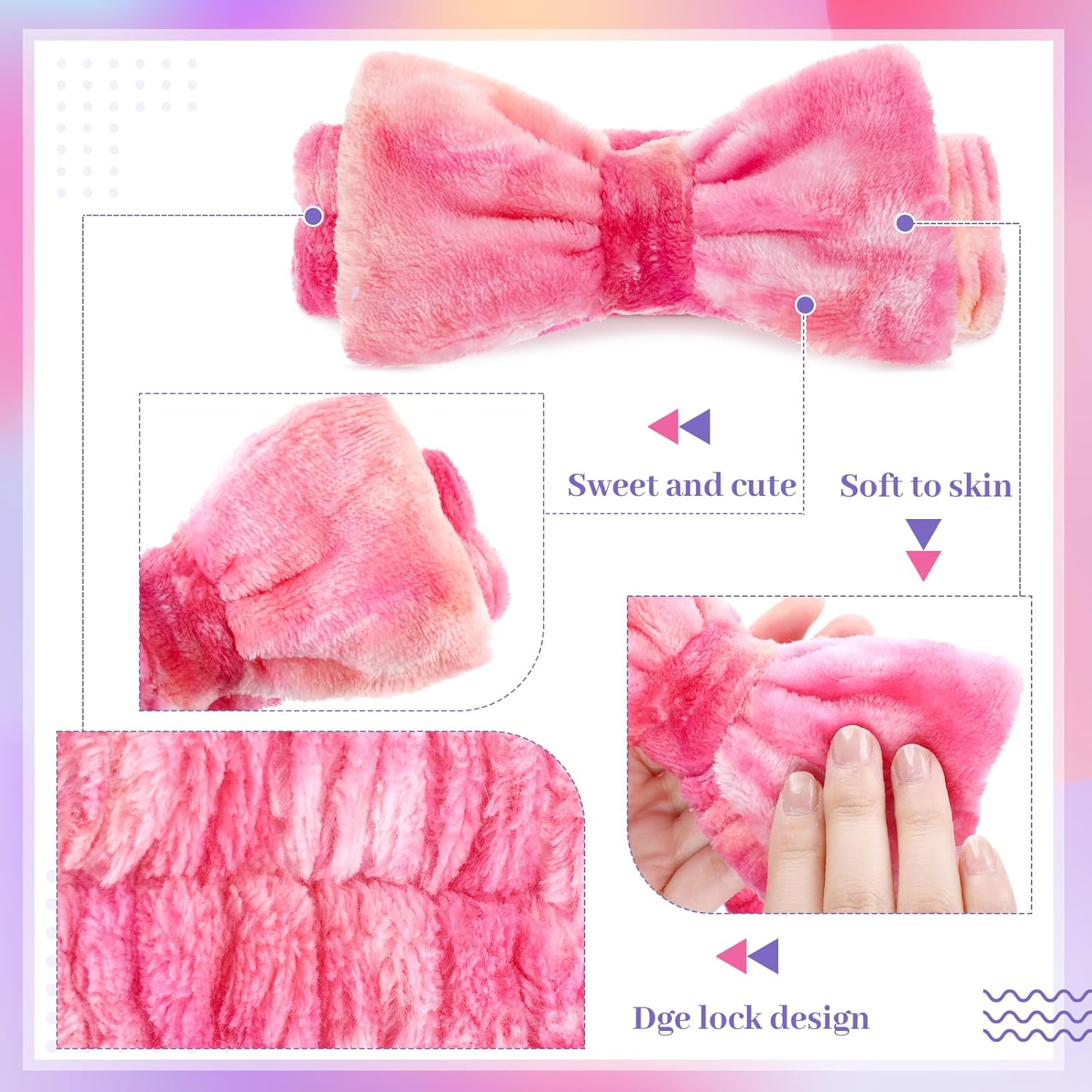 Riceshoot 24 Pieces Spa Headband Skincare Microfiber Tie Dye Headband Elastic Bow Tie Makeup for Washing Face Hair Wrap Accessories for Women Shower Gift