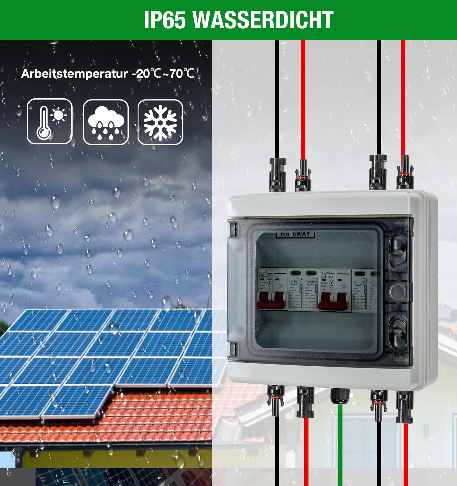 Warmfay Überspannungsschutz PV Solar Blitzschutz 1000V DC 32a T2 Pv