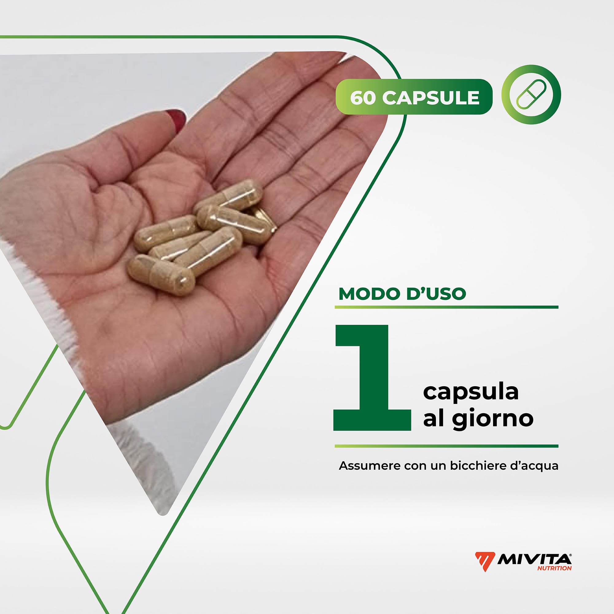 Mivita Ashwagandha Pura 600 mg - 60 Capsule Vegetali - Integratore Ashwagandha Vegana 25:1 5% Withanolidi - Supporto per Ansia e Stress, Cortisolo e Benessere