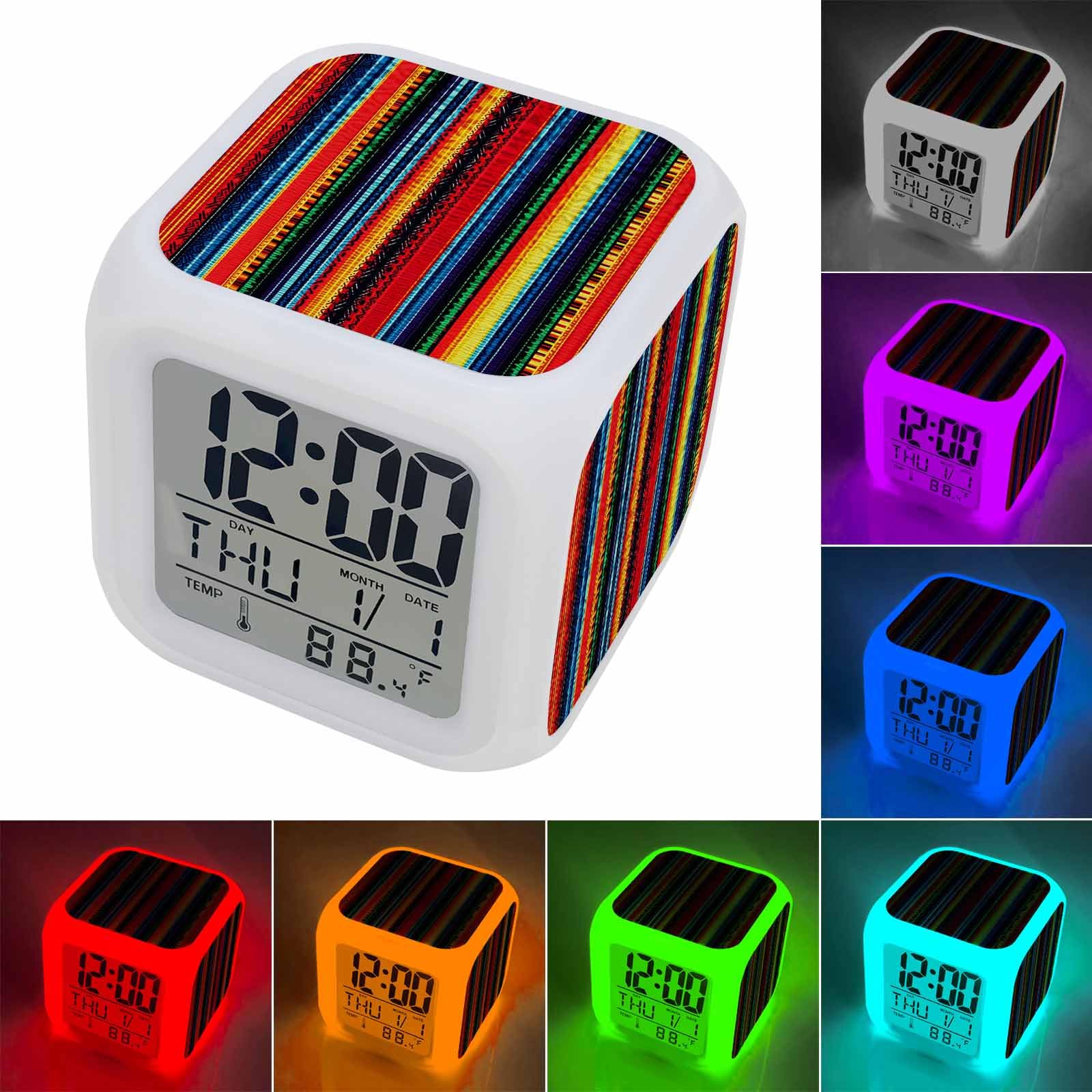 Amazon.com: Rainbow Stripe Digital Alarm Clock for Bedrooms, Smart