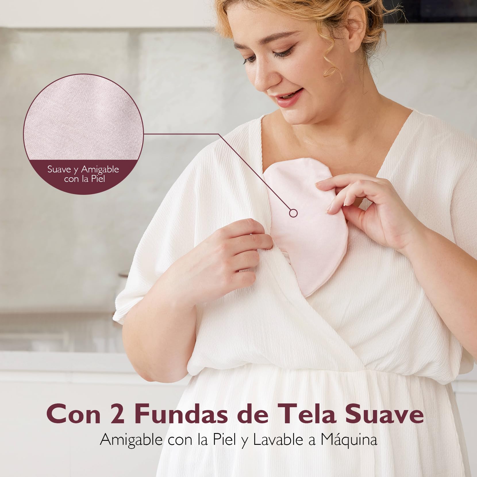 Momcozy Almohadillas Térmicas Grandes para El Pecho, Compresas Frío/Calor para El Pecho con 2 Fundas Suaves, Accesorio de Lactancia, Pack de 2, Rosa
