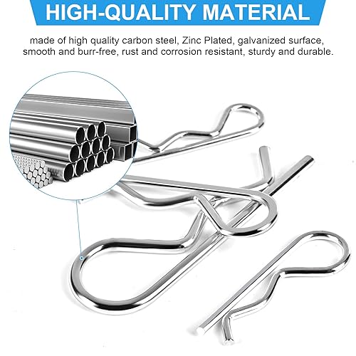 Miniatura 4 de Kit surtido de 120 pasadores de chaveta de alta calidad, pasadores de chaveta resistentes en forma de R, 7 tamaños de pasadores de acero al carbono