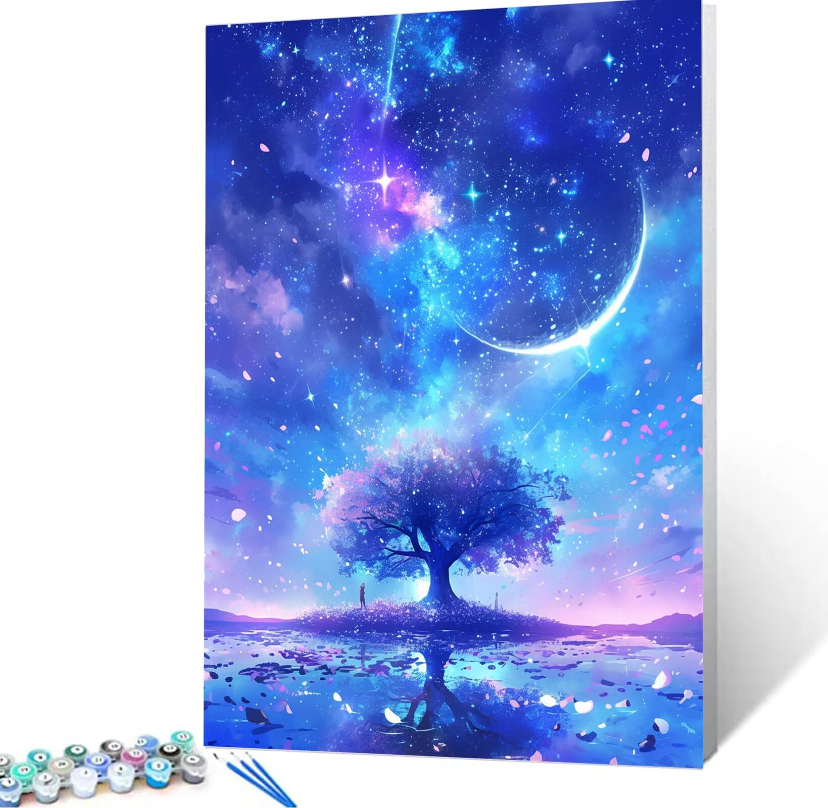 Amazon.co.jp: 数字油絵 ファンタジー 油絵 キャンバ, 塗り絵 数字 木