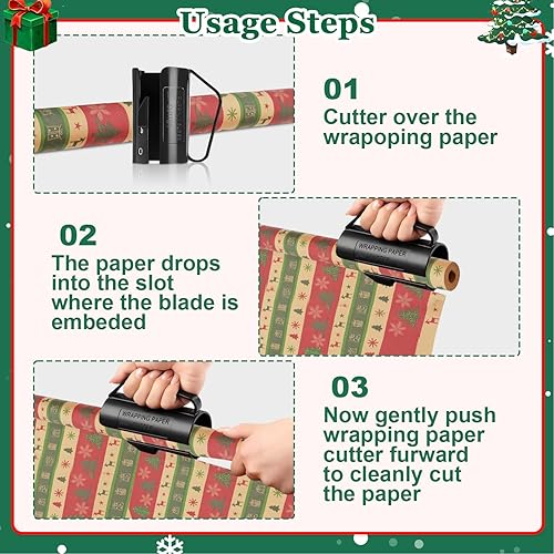 Miniatura 5 de Holipardy Cortador de papel de regalo con asa (paquete de 2) recortadora de línea deslizante para Acción de Gracias, Navidad, decoración de