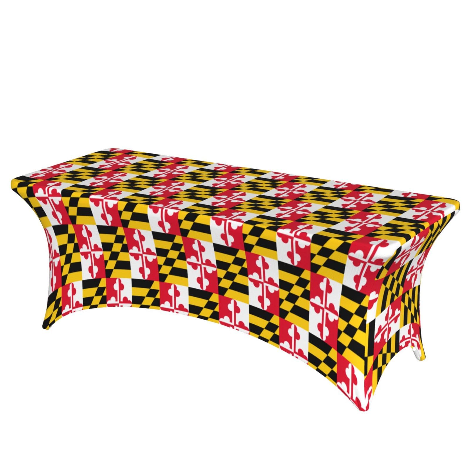AYYQWE Flag Of Maryland Print Elastic Rectangular Tablecloth For Banquet Outdoor Picnics Office Table Cover