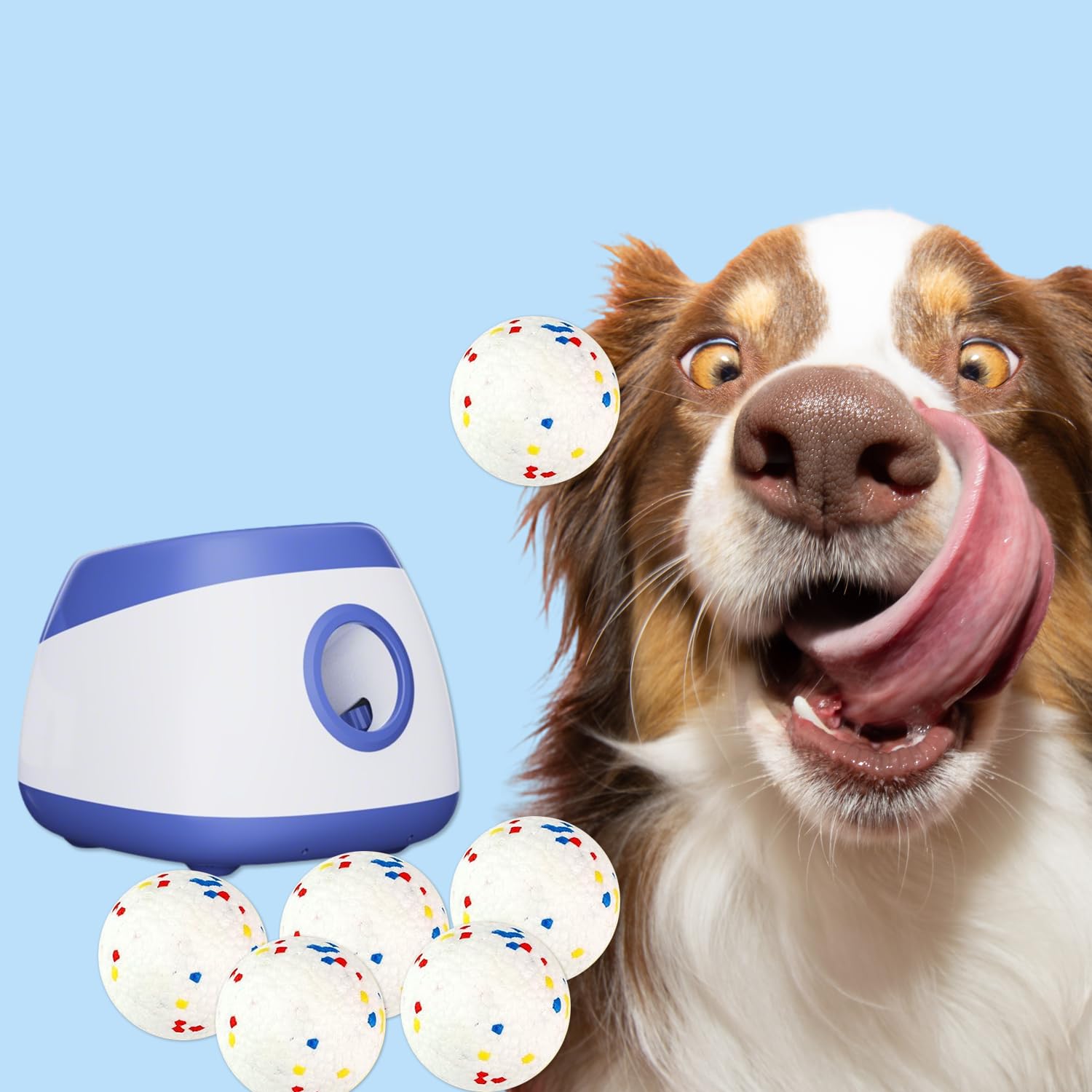 Photo 1 of **MISSING ONE BALL** Automatic Dog Ball Thrower Launcher Interactive Toys, Auto Dog Ball Launcher for Medium to Large Dogs, Remote Control Tennis Balls Machine for Dogs, Pet Mental Stimulation Toys, with 6 Balls