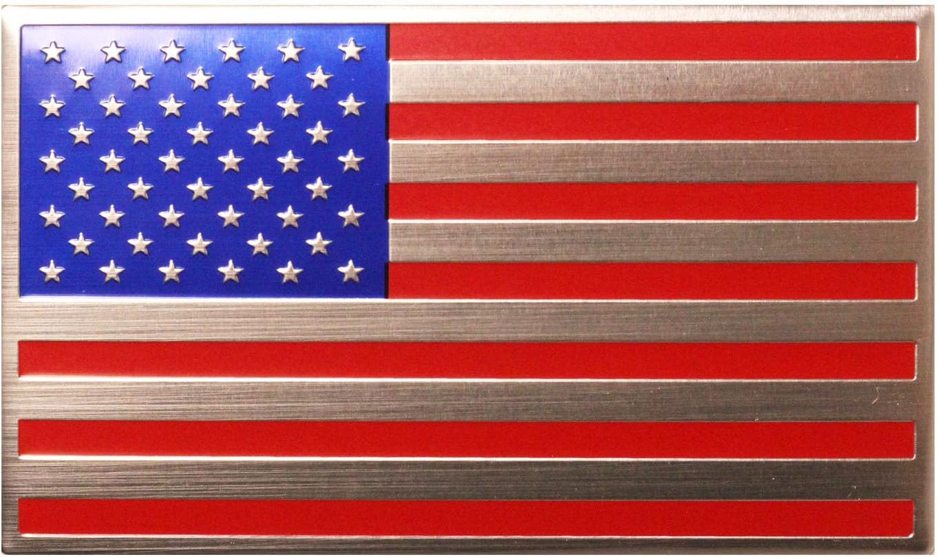 Generic 2 Pack 3D Metal Red American Flag Sticker for Car, Embossed Red 5" x 3" Patriotic American Flag Decals for Trucks, Compatible with Jeep, Trucks, RV, SUV and More