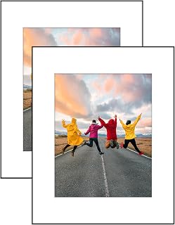 Americanflat Front Loading 16x20 Picture Frame with Shatter-Resistant Glass - Set of 2 - Use as 11x14 Frame with Mat - Metropolitan Collection - Photo Frames for Wall Display - Black
