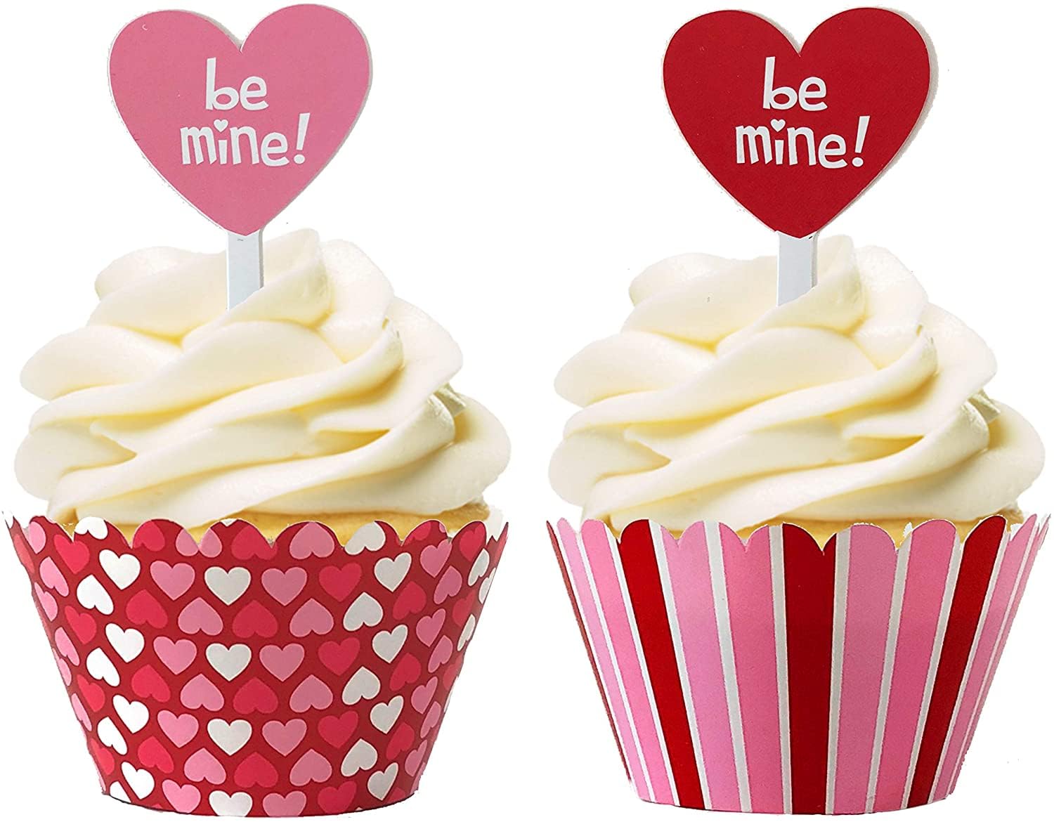 Caissettes à cupcakes avec toppers Be Mine pour réussir votre décoration de buffet de fête