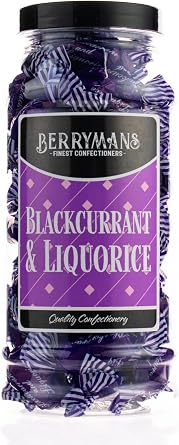 Original Blackcurrant & Liquorice Retro Boiled Sweets Gift Jar By Berrymans Sweet Shop - Classic Sweets, Traditional Taste.
