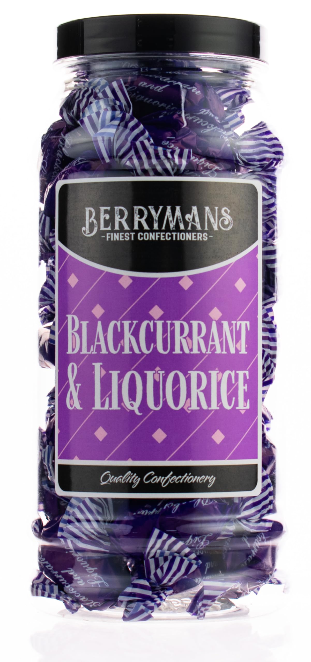 Original Blackcurrant & Liquorice Retro Boiled Sweets Gift Jar By Berrymans Sweet Shop - Classic Sweets, Traditional Taste.