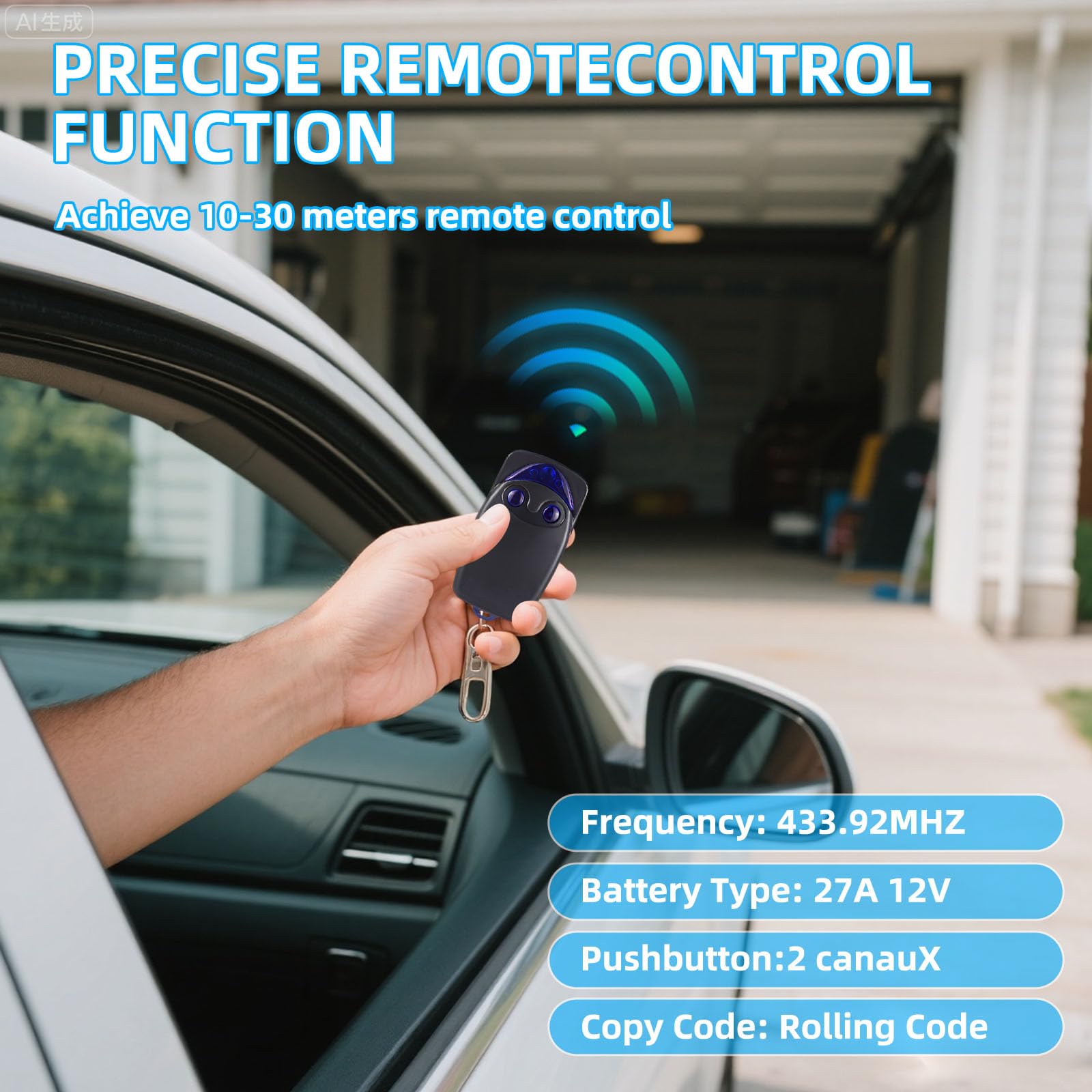 2 Pezzi 433.92MHz Telecomando Cancello per NICE FlO2r-s, Telecomandi 2 Tasti Rolling Code per Nice Bella Porta Automatica Compatibile con Ricevitori FLOXR FLOXIR FLOX2R OXI OX2 - 4