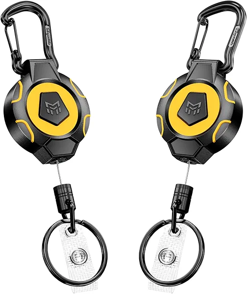 MNGARISTA 2-Pack Upgraded Retractable Keychain, 10 OZ Retraction, 31.5" Stainless Steel Cord, Heavy Duty Carabiner Badge Holder, ID Badge Reel with Badge Strap and Key Ring