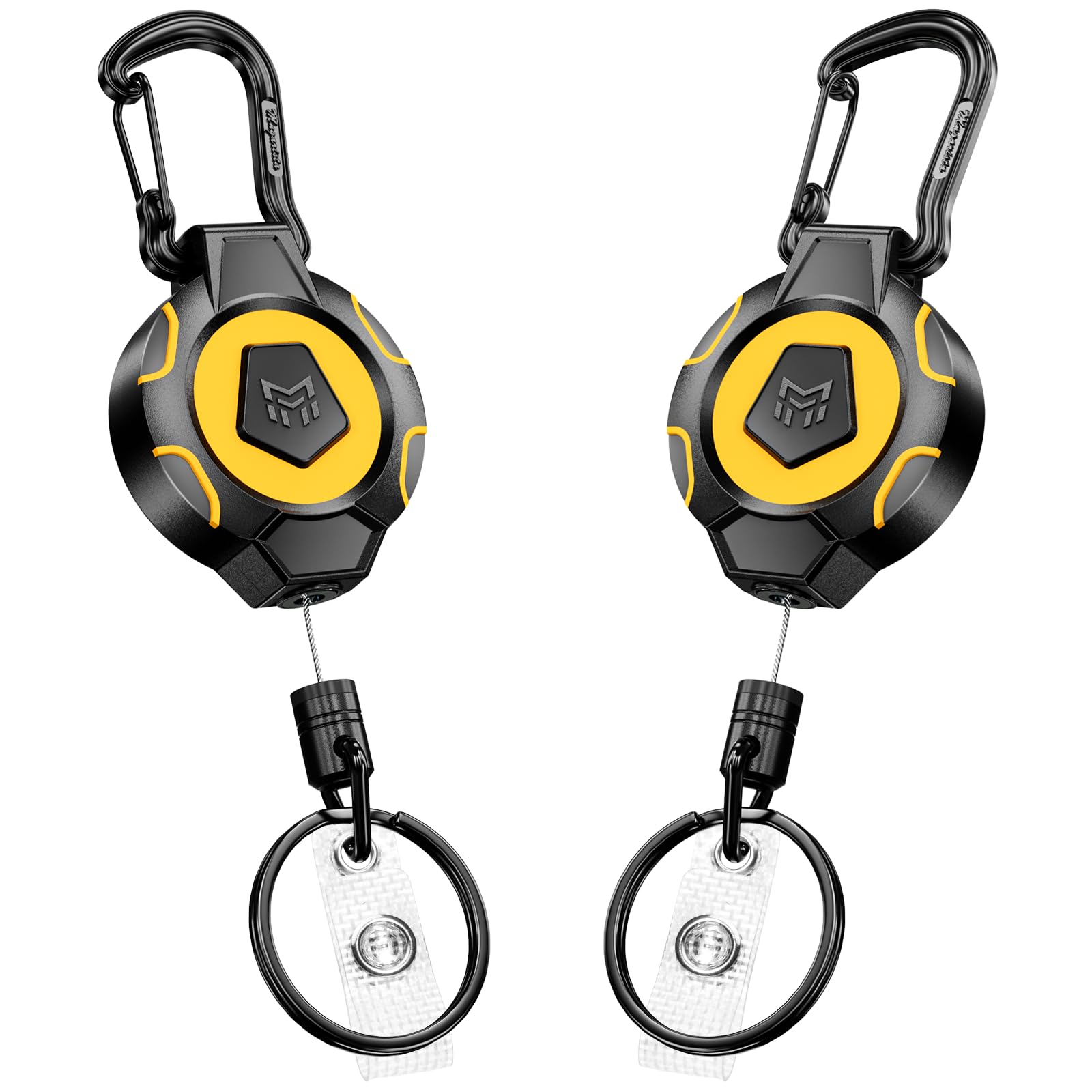 MNGARISTA 2-Pack Upgraded Retractable Keychain, 10 OZ Retraction, 31.5" Stainless Steel Cord, Heavy Duty Carabiner Badge Holder, ID Badge Reel with Badge Strap and Key Ring