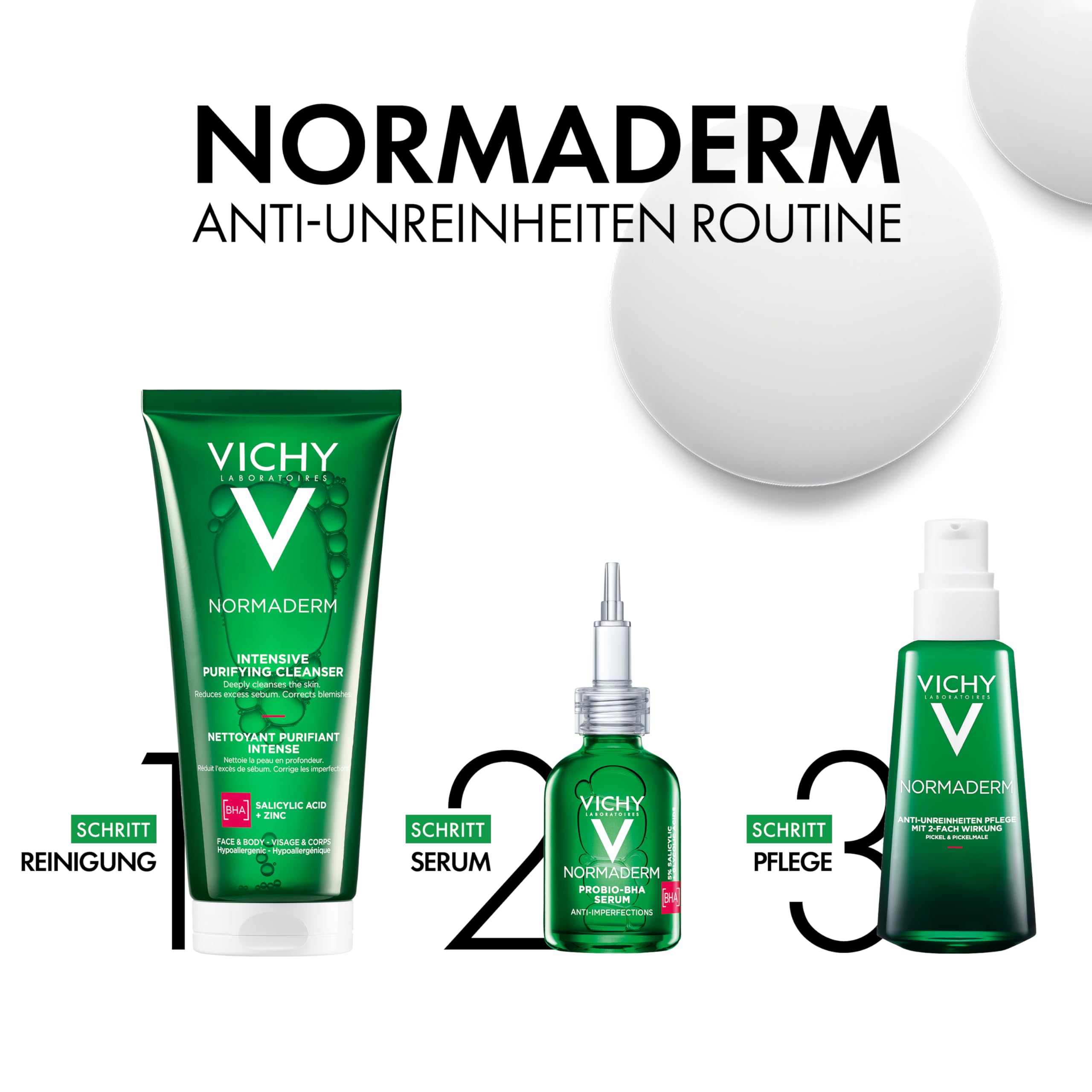 VICHY Sensitive Anti-Unreinheiten-Pflege, Für fettige, zu Akne neigende Haut, Mattierend und Regenerierend, Mit Hyaluron- und Salicylsäure, Normaderm Phytosolution, 50 ml