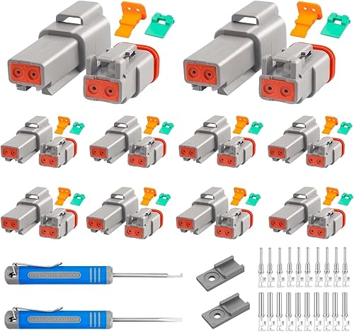 Miniatura 12 de JRready ST6339 Deutsch DT Conector 2 pines con herramienta de crimpado Deutsch (ACT-LY-16DT), conector DT gris de 2 pines (5 juegos), tamaño 16