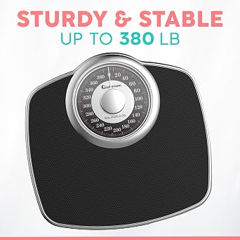 Adamson A25 Scales for Body Weight - Up to 400 LB - New - 5.3 Dial on 12.4 x 10.2 Platform - Anti-Skid Rubber Surface - Bathroom Scale Analog - Durable with 20-Year Assurance - Silver
