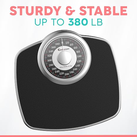 Adamson A25 Scales for Body Weight - Up to 400 LB - New - 5.3 Dial on 12.4 x 10.2 Platform - Anti-Skid Rubber Surface - Bathroom Scale Analog - Durable with 20-Year Assurance - Silver