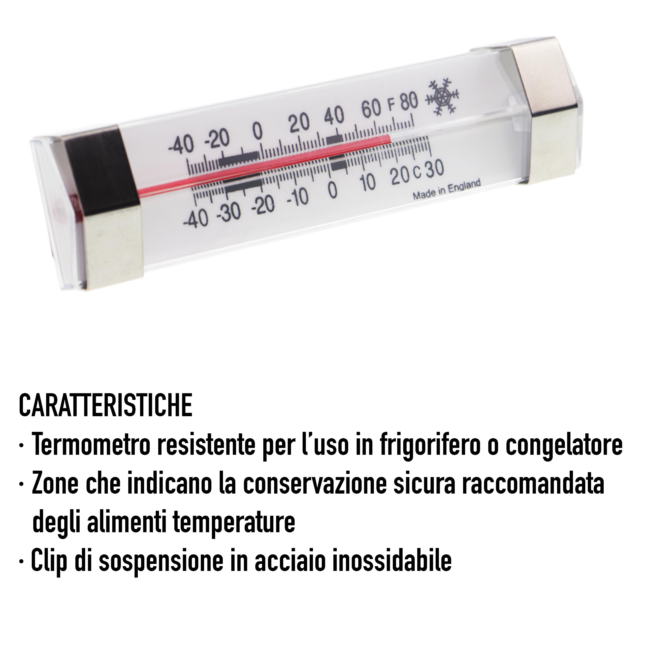 Jadpes Termometro Per Congelatore E Frigorifero - Quadrante Grande Da -30 A +40°C