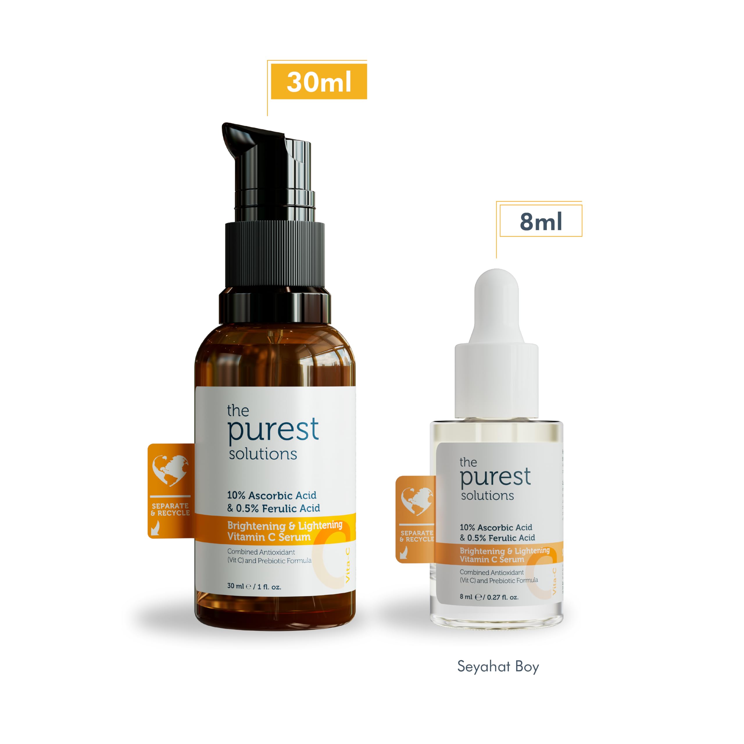 The Purest Solutions, C Vitamini Aydınlatıcı ve Cilt tonu Eşitleyici Cilt Bakım Serumu 30 ml (%10 Ascorbic Acid & Ferulic Acid%0,5)