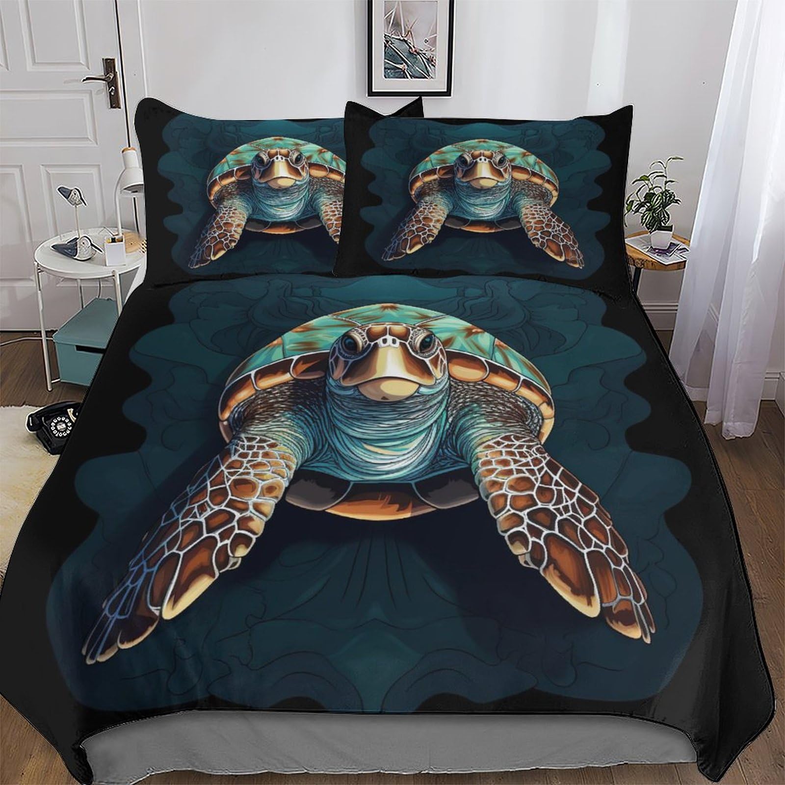 Parure de lit tortue 220x240 pour une chambre style océan tropical
