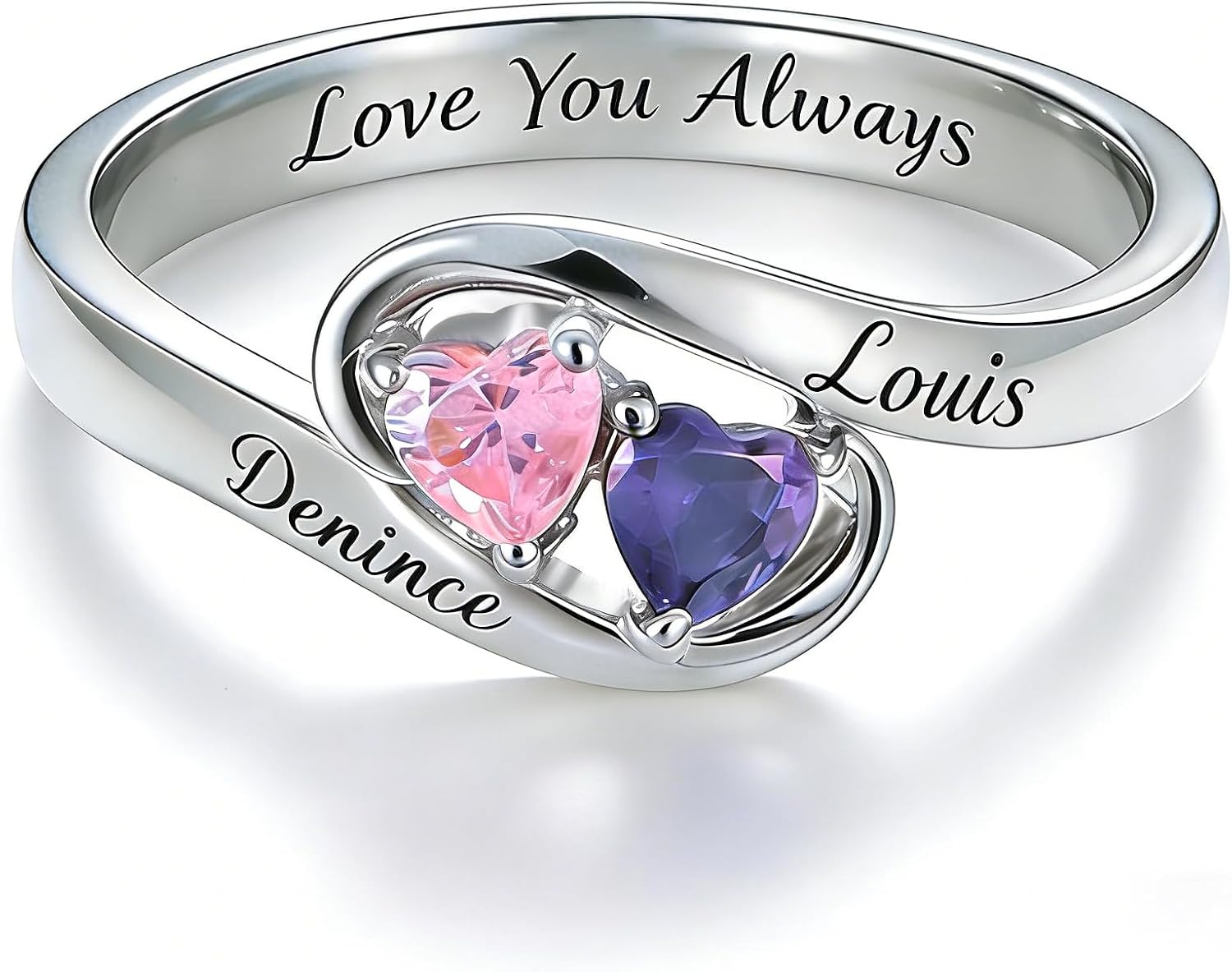 Personalized Birthstone Rings for Women, Custom Mother's Day Ring with 2 Birthstones, Mother-Daughter Promise Ring, BFF Jewelry for Christmas, Anniversary & Friendship