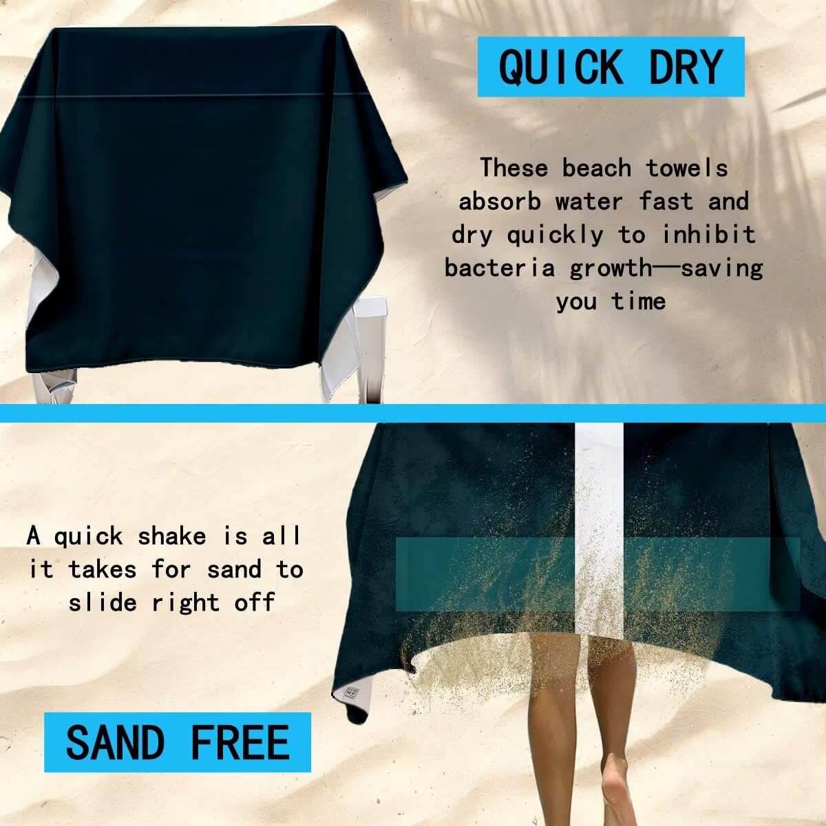 Strandtuch Mikrofaser Handtücher Groß 90x200cm 2er Set, Schnelltrocknend Saunahandtuch Fitness Handtuch Einfach, Saugfähig Badetuch Sporthandtuch, Sandfrei Strandtuch XXL, Geschenke für Frauen -4342