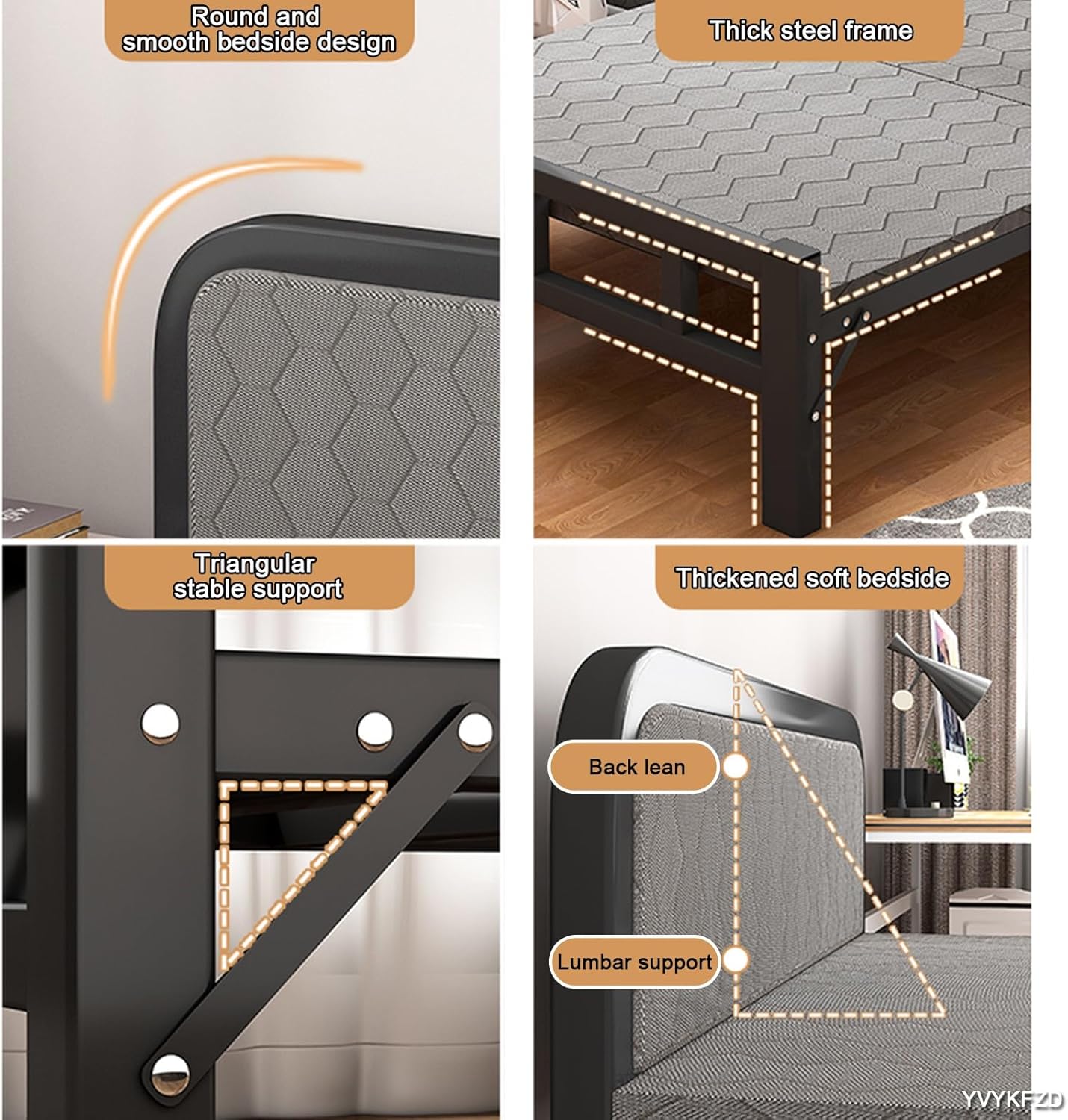 YVYKFZD Camping Cots for Adults, 2 Person Folding Camping Bed, Portable Sleeping Cots, for Tent Office Outdoor Travel, Supports 330 lbs (Color : Black C, Size : 190x70x41cm)