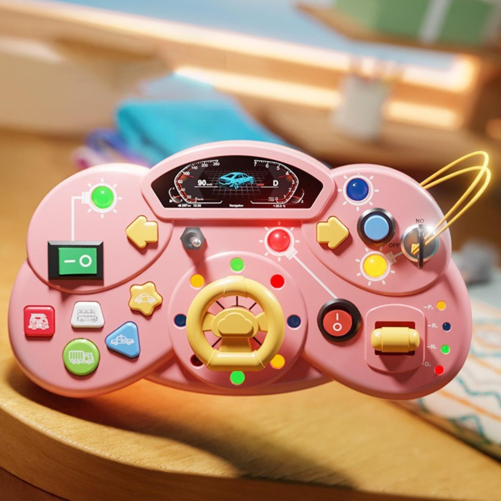 Toddler Toys LED Busy Board, Montessori Toy for 1-3 Year Old, Kids Sensory Board, Light Switches Preschool Learning Activities Portable Travel Toy for 1+ Year Old Boys & Girls