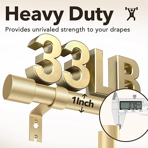 Miniatura 6 de Cortineros de alta resistencia, para exterior, ventana, casa de campo, dormitorio, ajustables, fácil instalación, 1 pulgada, 28 a 48 pulgadas