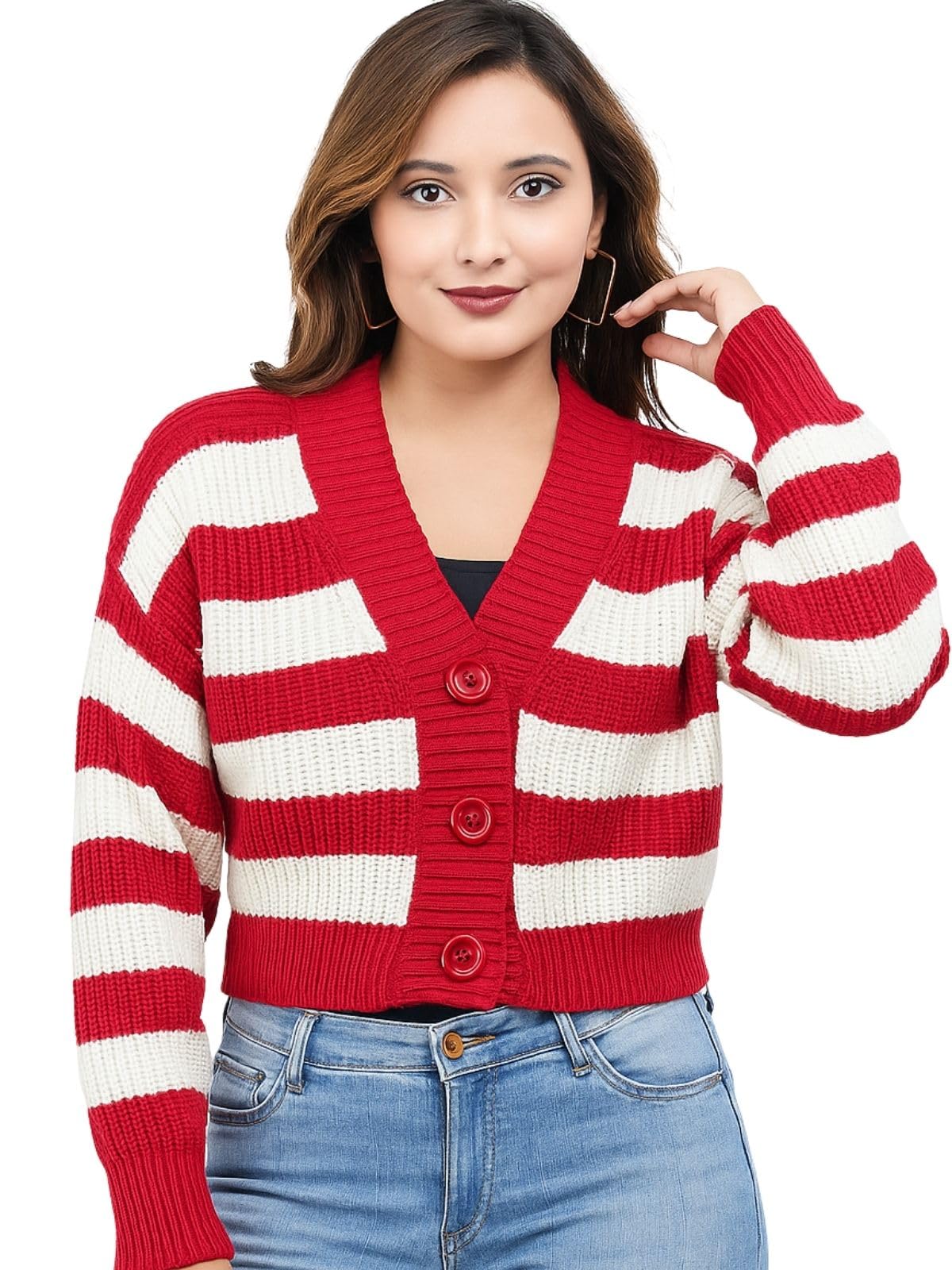feverfew Trendy Women V Neck Knitted Sweater-picture-39