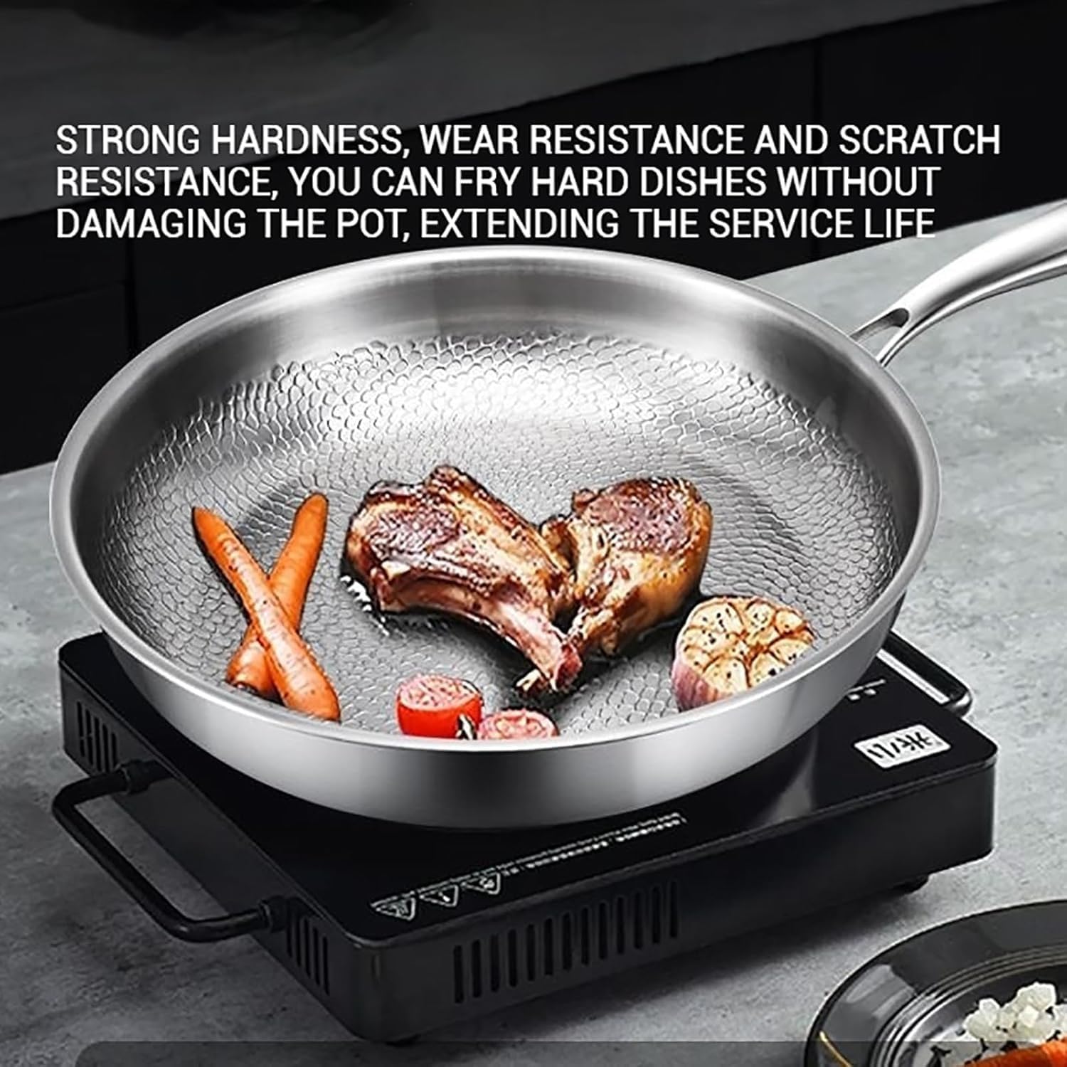 2026 Siraatskitchen Titanium Pan, Okura Titan Pfanne, Unbeschichtete Titan Pfanne 28/30/32 cm mit Deckel, Kratzfest & Antihaft, Geeignet für Induktion und Alle Herdarten, Ofenfest(24CM,Ohne Abdeckung)