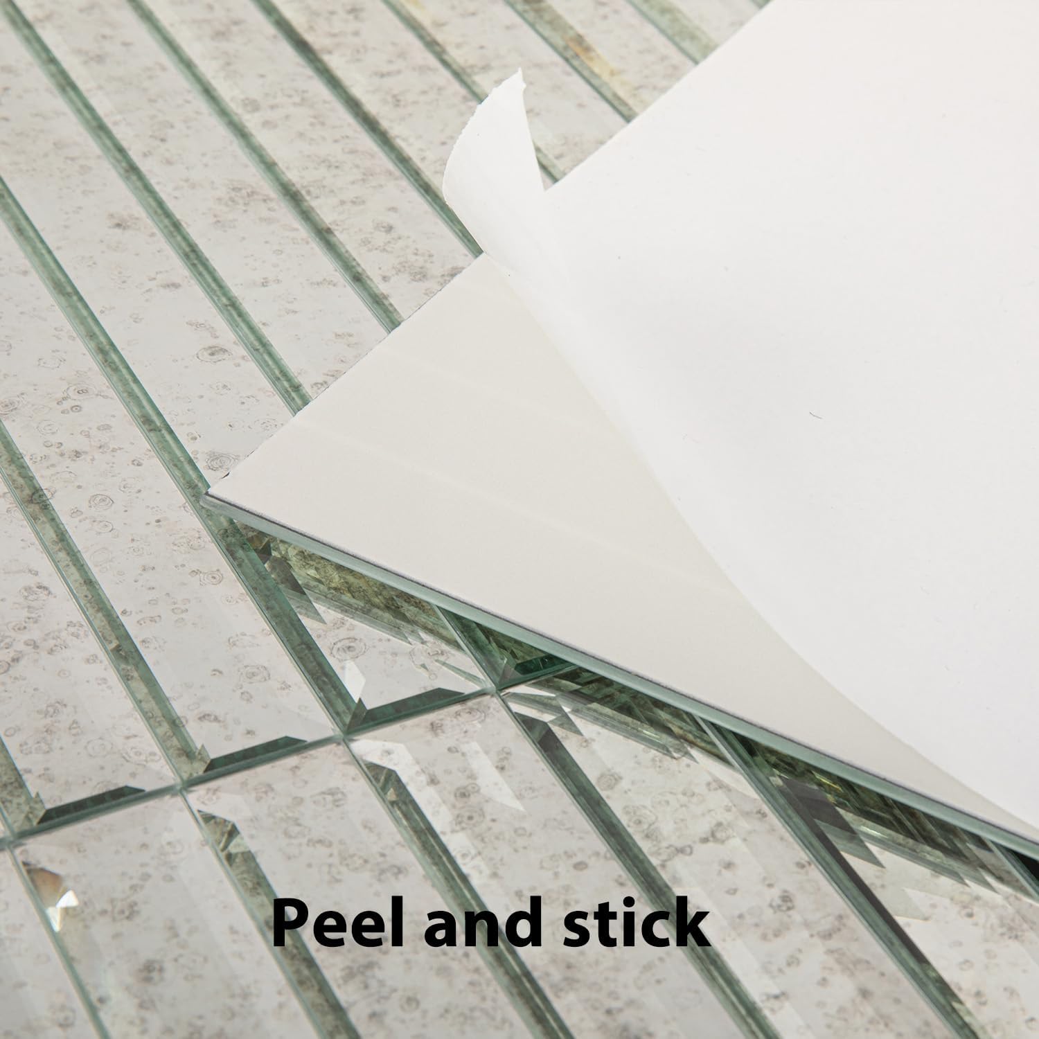 Lovdeco Peel and Stick Antique Mirror Strip Tile, 1.2 x 12 Inch Strip Mirror Tiles for Kitchen Backsplash and Bathroom Wall (5 Pieces, 5 SQ.FT.)