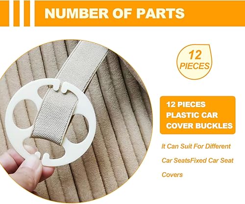 Miniatura 6 de 24 fundas de asiento de automóvil, gancho de metal para placa de ciruela, 12 fundas de plástico para asientos de automóvil + 12 piezas de gancho de
