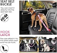 Vista 3 de SlowTon Cinturón de seguridad para perro, cinturón de seguridad ajustable para perro, 2 en 1 con cierre de barra para coche, cinturón de seguridad