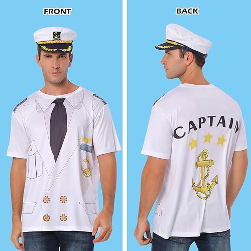 Vista 3 de Novedosas camisetas de capitán de barco para hombre, Yacht Rock, crucero náutico, uniforme, fiesta, disfraz