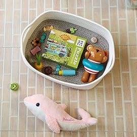 CIKI HOME Cotton Rope Storage Baskets Woven Basket Cute Baby Nursery Organizers Small Dog Toy Basket Gift Baskets Empty